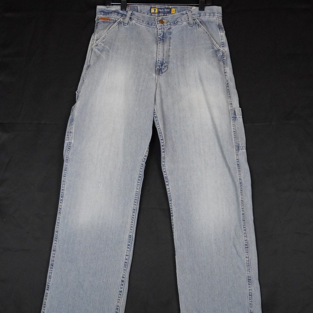 Vintage Duck Head Carpenter Jeans Mens 32x32 Light Wash Utility Workwear Denim